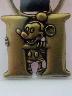 Mickey Mouse Brass Letter Keychain H - New